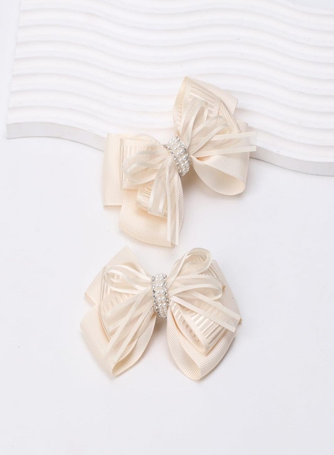 ZOLYCO 4.5-Inch Hair Bows Alligator Clips Delicate Pearl Hair Accessories for Girls, Toddler, Kids and Women Daily Dress Up Birthday Wedding Christmas Occasions- Set of 2 - Image 5